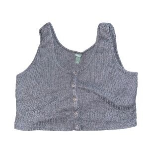Dark Grey Buttoned Crop top. *color is darker than on camera